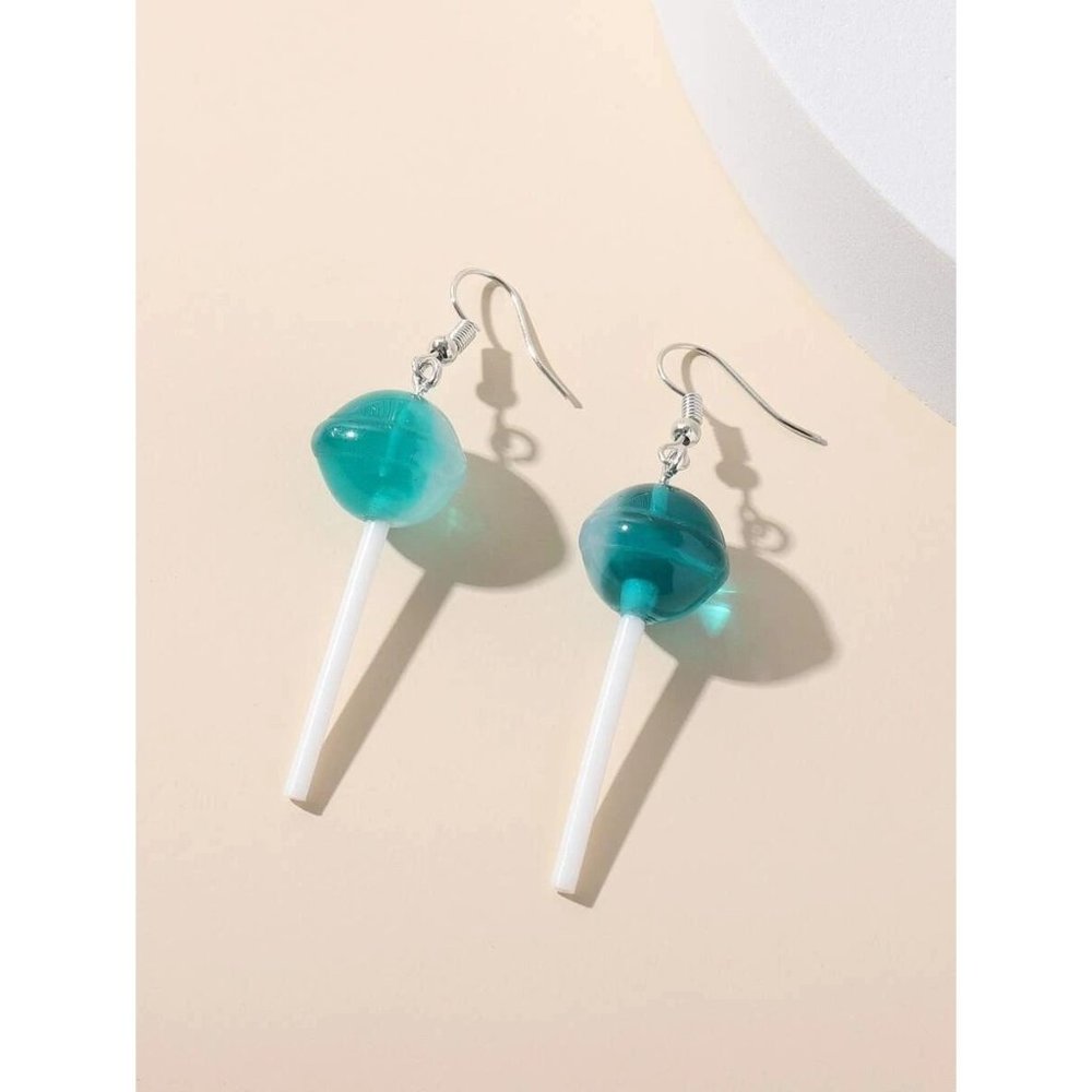 NWOT blue candy lollipop hook‎ earrings